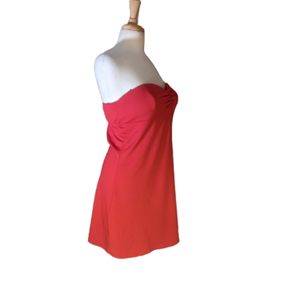 NWT Cinema Etoile Bright Red Strapless Dress Straps included. Large - Picture 2 of 4